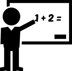 Maths Teacher Class Teaching On Whiteboard Simple Line Art Svg Vector, Free Vectors File